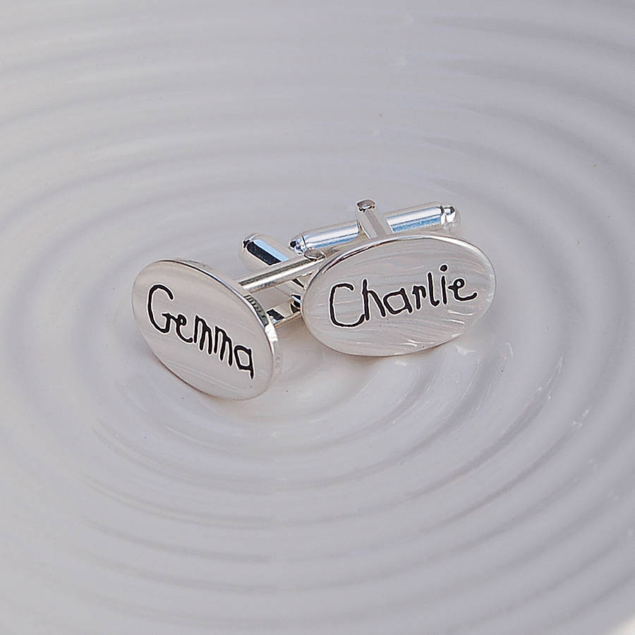 Handmade Personalised Silver Name Cufflinks By IndiviJewels